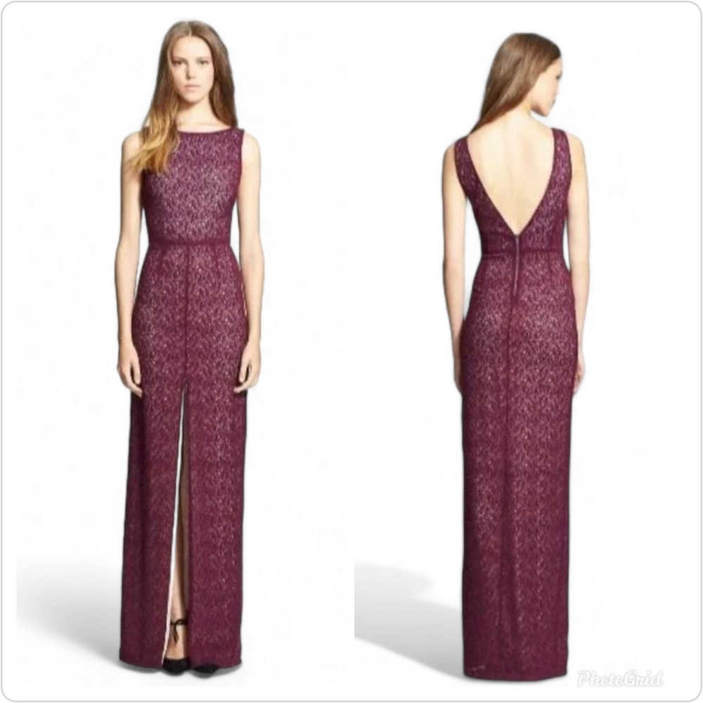 Alice + Olivia Gemma Plum Lace Long Mermaid Dress Size 8